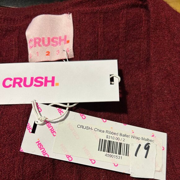 NWT Womens Crush Chica Maroon Pure Cashmere Ribbed Ballet Wrap Sweater 2 US/M - Picture 13 of 15